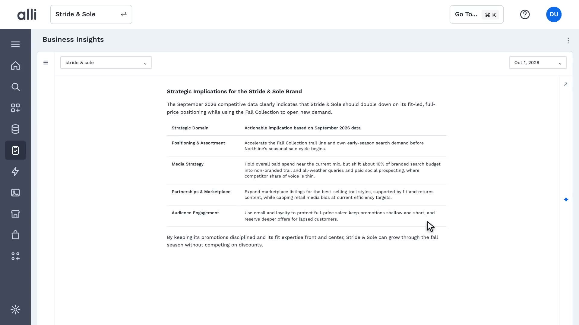 Strategic priorities in Alli Business Insights: a frame from the video