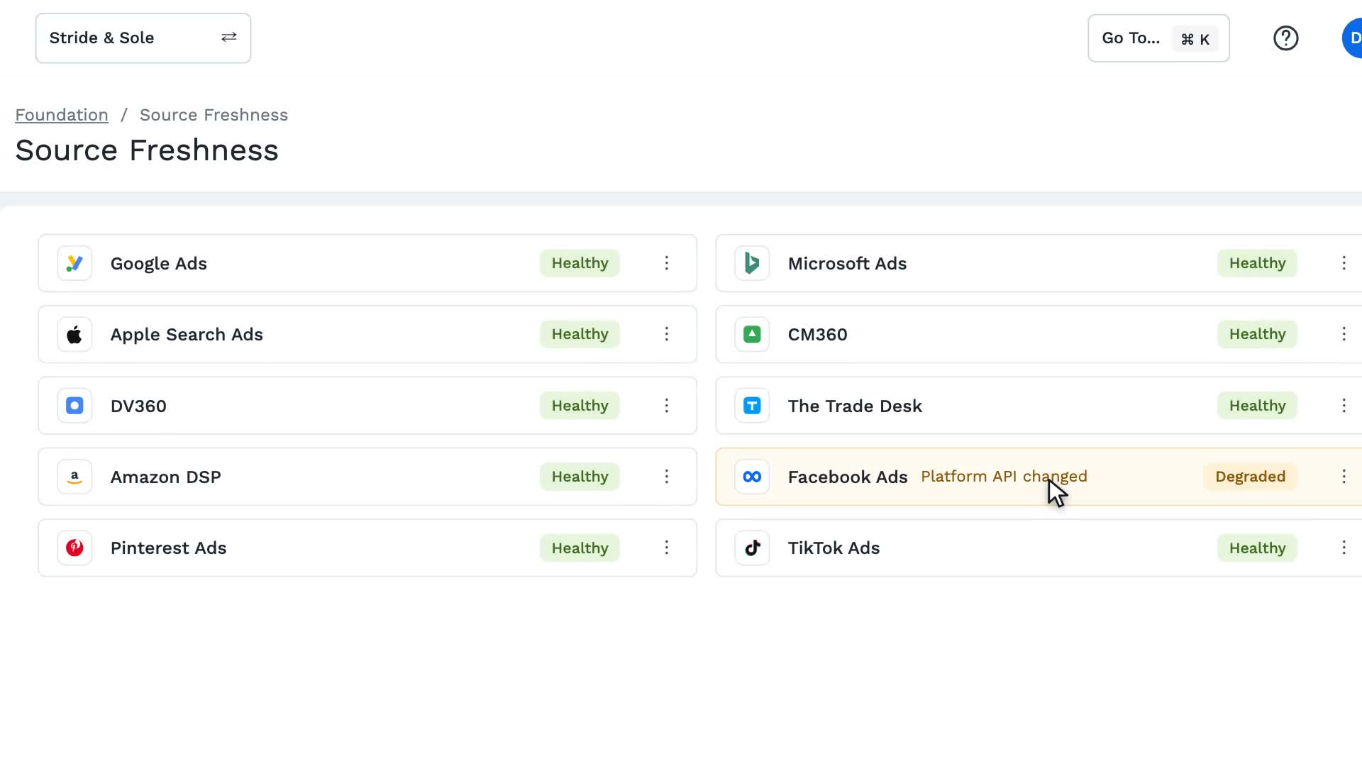 API maintenance in Alli Datasources: a frame from the video