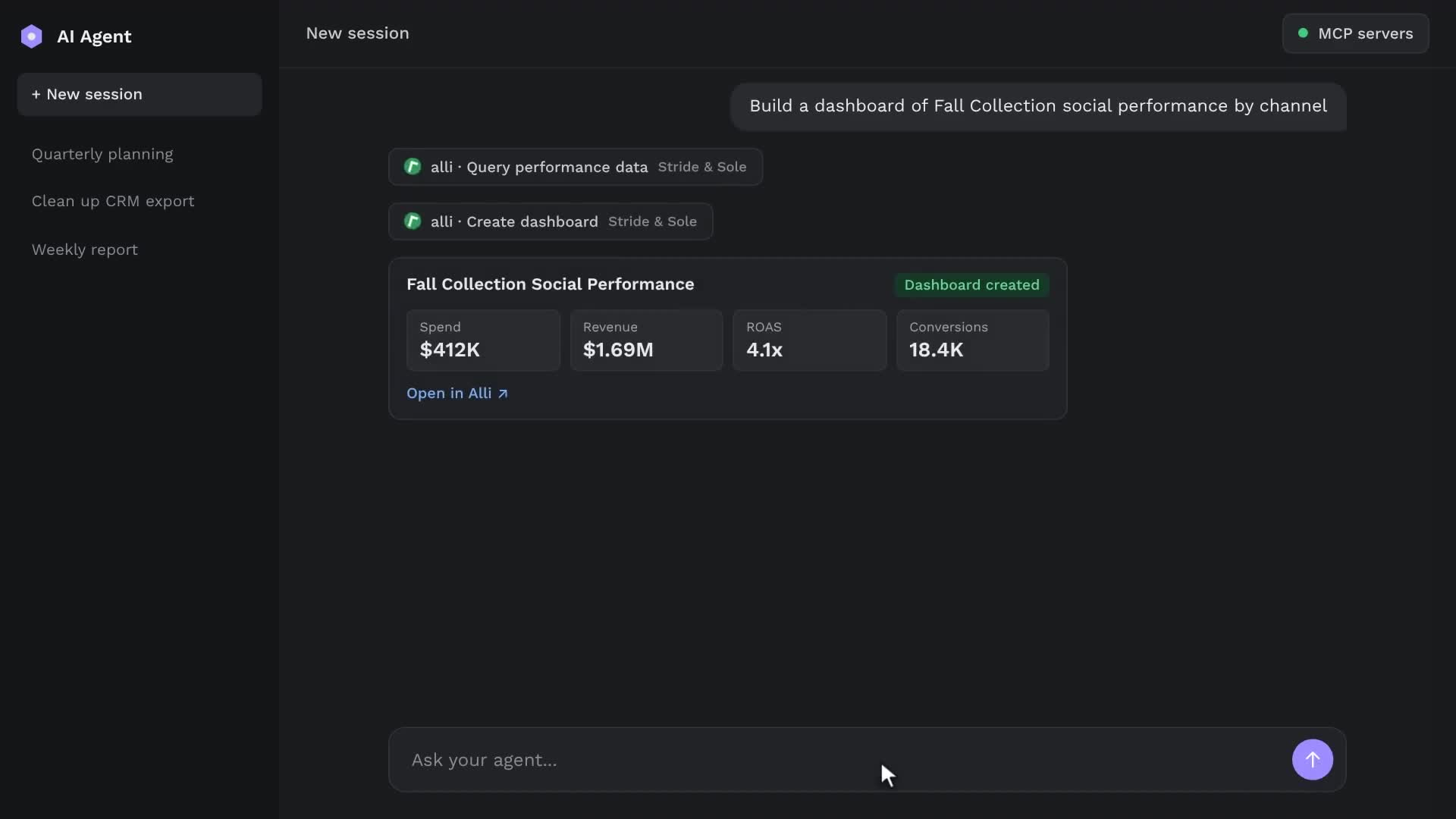 Alli MCP Server in action: a frame from the video