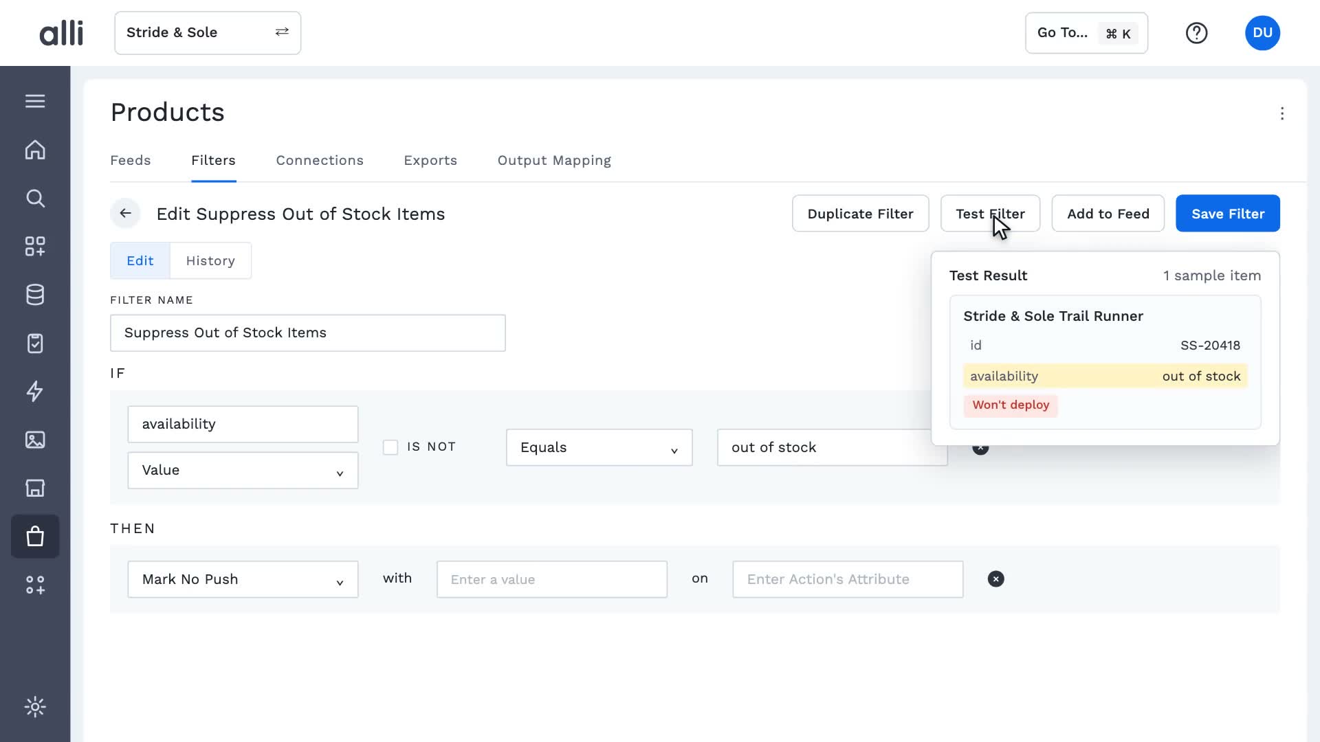 Cleanse and optimize in Alli Product Feed Management: a frame from the video