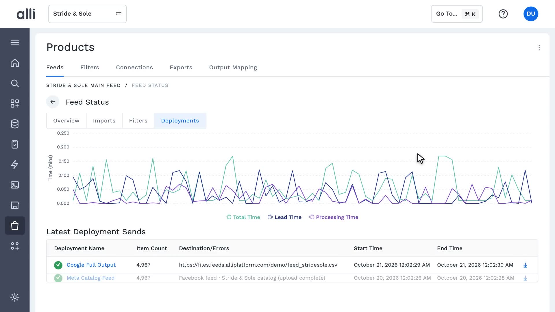 Feed status in Alli Product Feed Management: a frame from the video